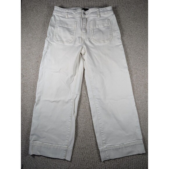 Sanctuary Womens Marine Crop Denim Jeans Ivory 29 Wide Leg 4 Pockets - Picture 1 of 12
